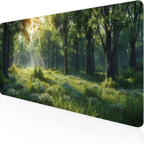 Mauspad Wald Mousepad XXL 900x300x3 mm Grün Gaming Mauspad with Stitched Edges Wasserdicht rutschfest Maus Pad für Bürozubehör Laptop Verbessert Präzision und Geschwindigkei, Geschenke für Männer U-G von JEPGFOU