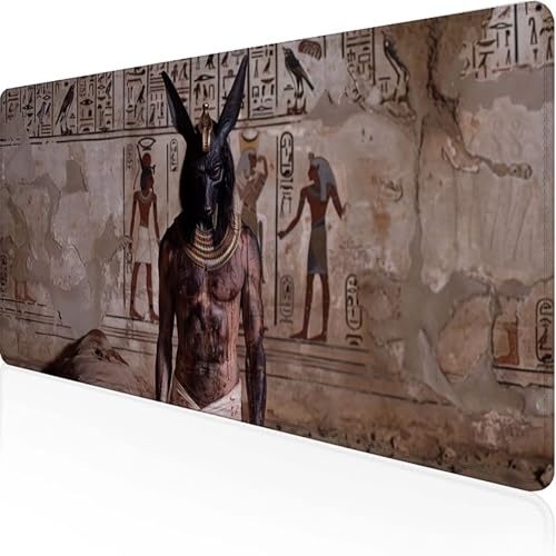 Pharao Mauspad 1000x500mm, Gaming Mauspad Schwarz Unterlage Schreibtisch with Stitched Edges Wassxerdicht Non-Slip Rubber Base Desk Mat für Pc, Büro Gaming Zubehör Laptop, Geschenke für Männer 0-7 von JEPGFOU
