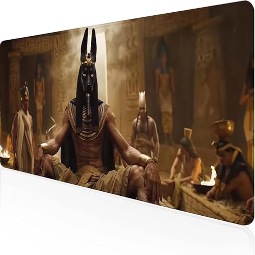 Pharao Mauspad 1500x800x3mm, Gaming Mauspad Schwarz Unterlage Schreibtisch with Stitched Edges Wassxerdicht Non-Slip Rubber Base Desk Mat für Pc, Büro Gaming Zubehör Laptop, Geschenke für Männer N-O von JEPGFOU