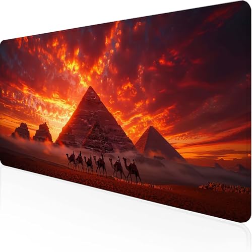 Pyramide Mauspad 800x400x3 mm, Gaming Mauspad Rot Unterlage Schreibtisch with Stitched Edges Wassxerdicht Non-Slip Rubber Base Desk Mat für Pc, Büro Gaming Zubehör Laptop, Geschenke für Männer 9-W von JEPGFOU
