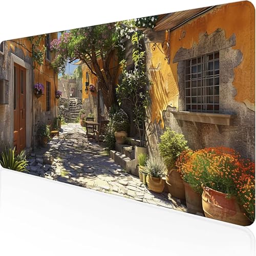 Straße Mauspad 1500x800x3mm, Gaming Mauspad Gelb Unterlage Schreibtisch with Stitched Edges Wassxerdicht Non-Slip Rubber Base Desk Mat für Pc, Büro Gaming Zubehör Laptop, Geschenke für Männer 5-N von JEPGFOU