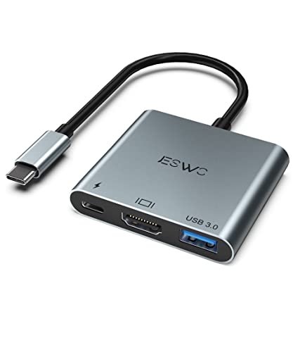 Adapter USB C auf HDMI 4K, JESWO 3 in 1 HUB, USB 3.0 Port und 100 W PD Anschluss, Mehrfachsteckdose kompatibel mit MacBook Pro/MacBook Air/Mini/iMac von JESWO