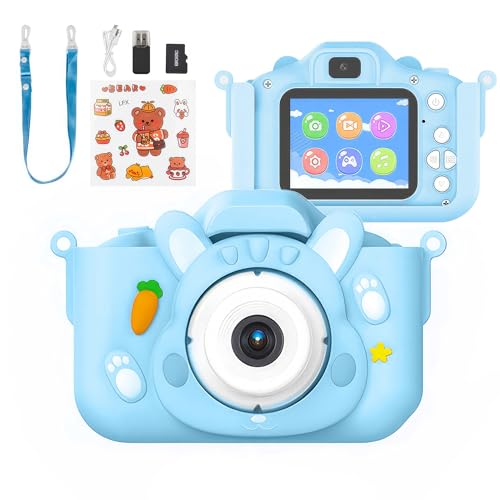 JESWO Kinderkamera, HD 1080P, 5,1 cm (2 Zoll) IPS-Display, 32 GB SD-Karte, Blau, Digitalkamera, für Kinder ab 3 Jahren von JESWO