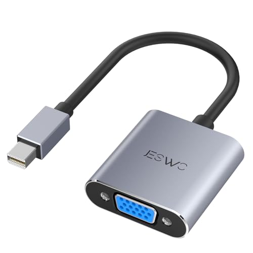 JESWO Mini DisplayPort auf VGA Adapter Mini DP/Thunderbolt inkl. 1080P@60Hz für Macbook Pro/Air, Surface Pro, Mac Mini, Desktop, Monitor, HDTV, Projektoren, Grau von JESWO