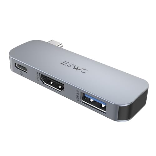JESWO USB C Hub 3-in-1 USB C Adapter mit 4K HDMI Anschluss, USB 3.0 Port und PD Ladeanschluss, kompatibel mit Windows 11/10/8/, Mac OS, iPad OS oder neuere Versionen von JESWO