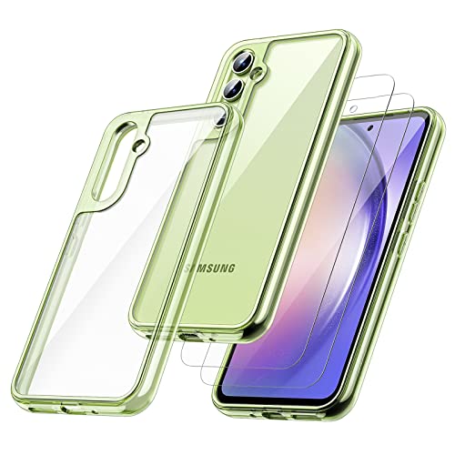 JETech 2 in 1 Hülle für Samsung Galaxy A54 5G 6,4 Zoll mit 2 Stück Schutzfolie, Panzer Schutz Glas Folie, Stoßfest Klare Rückseite Handyhülle (Kalk) von JETech