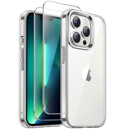 JETech 2 in 1 Hülle für iPhone 13 Pro Max 6,7 Zoll, 2 Schutzfolie, Nie Vergilbung, Full Screen Panzer Schutz Glas Folie Displayschutz, Stoßfest Klare Rückseite Handyhülle, Kratzfest (Durchsichtig) JETech 2 in 1 Hülle für iPhone 13 Pro Max 6,7 Zoll, 2 Schutzfolie, Nie Vergilbung, Full Screen Panzer Schutz Glas Folie Displayschutz, Stoßfest Klare Rückseite Handyhülle, Kratzfest (Durchsichtig) von JETech