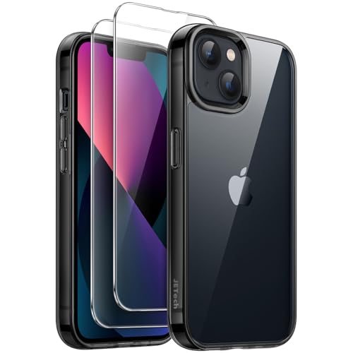 JETech 3 in 1 Hülle für iPhone 13 6,1 Zoll mit 2 Stück Gehärtetes Glas Schutzfolie, Nicht Vergilbende Stoßfest Stoßfänger Handyhülle (Schwarz) von JETech