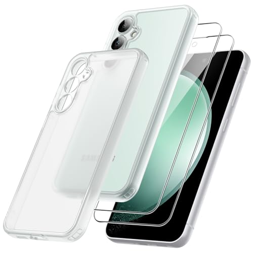 JETech 3 in 1 Matt Hülle für Samsung Galaxy S23 FE 6,4 Zoll mit 2 Stück Gehärtetem Glas Schutzfolie, Transluzente Gefrostete Stoßfeste Handyhülle mit Kameraschutz (Translucent) von JETech