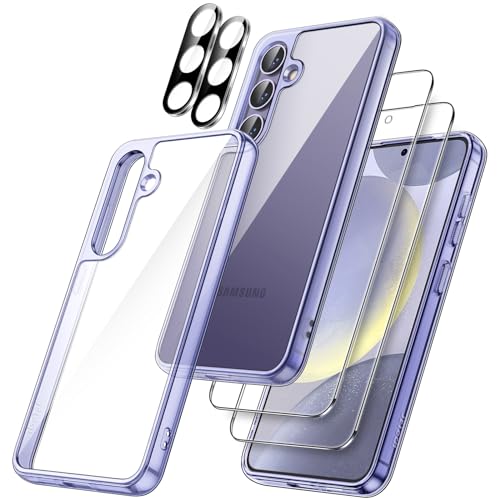 JETech 5 in 1 Hülle für Samsung Galaxy S24+ / S24 Plus 5G mit 2 Stück Jeweils Gehärtete Glas Schutzfolie und Kameraschutz, Nicht Vergilben Stoßfeste Stoßfänger Handyhülle (Cobalt Violet) von JETech