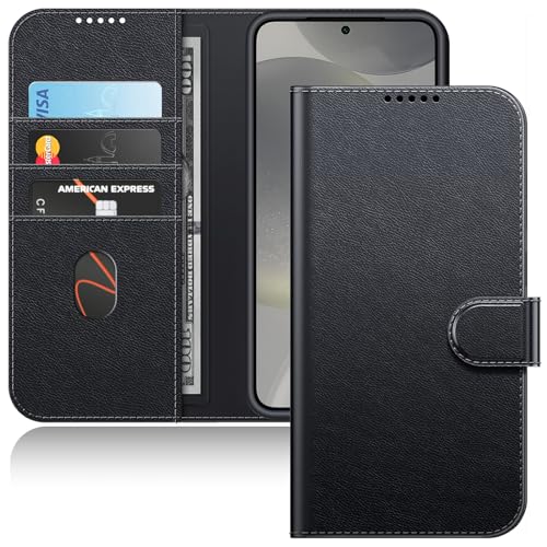 JETech Brieftasche Hülle für Samsung Galaxy S24 5G, Stoßfestes PU Leder Magnetische Klapphülle mit Kartenhalter, Standfunktion und Vollständiger Kameraschutz (Schwarz) von JETech