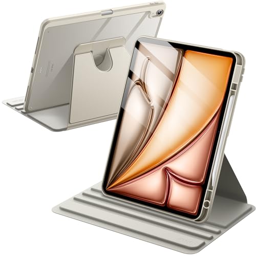JETech Drehbare Hülle für iPad Air 13 Zoll M3/M2 (2025/2024) mit Stifthalter, 360 Grad Drehbare Schutzhülle Ständer Transparente Rückseite, Auto Wachen/Schlafen (Polarstern) von JETech