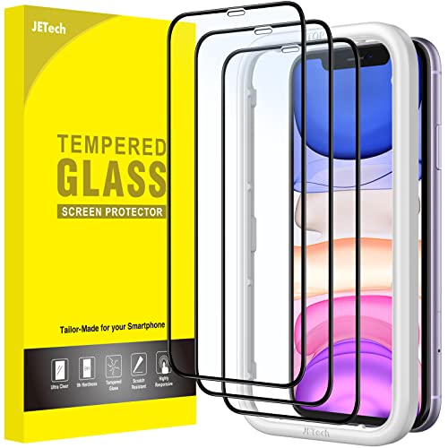 JETech Full Screen Schutzfolie für iPhone 11/XR 6,1 Zoll, Schwarzer Rand, Panzer Schutz Glas Folie Displayschutz mit Einfaches Installationswerkzeug, Hat Keinen Einfluss auf die Hülle, 3 Stück von JETech