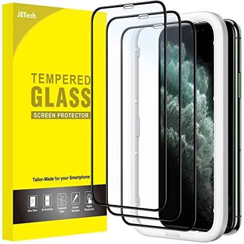 JETech Full Screen Schutzfolie für iPhone 11 Pro Max/iPhone XS Max 6,5 Zoll, Schwarzer Rand Panzer Schutz Glas Folie Displayschutz mit Einfaches Installationswerkzeug, HD Klar, 3 Stück von JETech