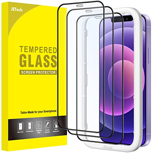 JETech Full Screen Schutzfolie für iPhone 12 mini 5,4 Zoll, Schwarzer Rand Panzer Schutz Glas Folie Displayschutz mit Einfaches Installationswerkzeug, HD Klar, 3 Stück von JETech