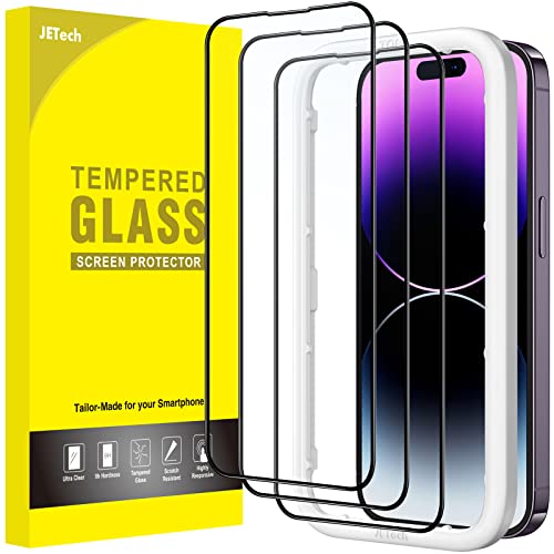 JETech Full Screen Schutzfolie für iPhone 14 Pro Max 6,7 Zoll, Schwarzer Rand Panzer Schutz Glas Folie Displayschutz mit Einfaches Installationswerkzeug, HD Klar, 3 Stück von JETech