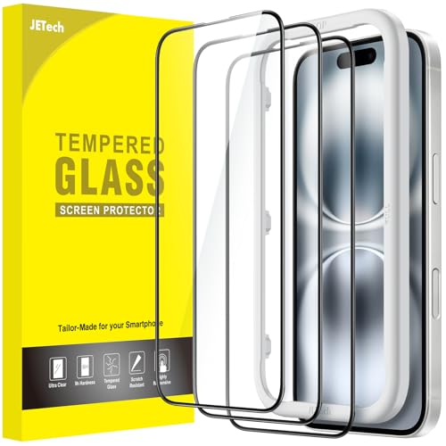JETech Full Screen Schutzfolie für iPhone 16 6,1 Zoll, Schwarz Rand Gehärtete Glas Displayschutz mit Einfachem Installationswerkzeug, Hat Keinen Einfluss auf die Hülle, HD Klar, 3 Stück JETech Full Screen Schutzfolie für iPhone 16 6,1 Zoll, Schwarz Rand Gehärtete Glas Displayschutz mit Einfachem Installationswerkzeug, Hat Keinen Einfluss auf die Hülle, HD Klar, 3 Stück von JETech