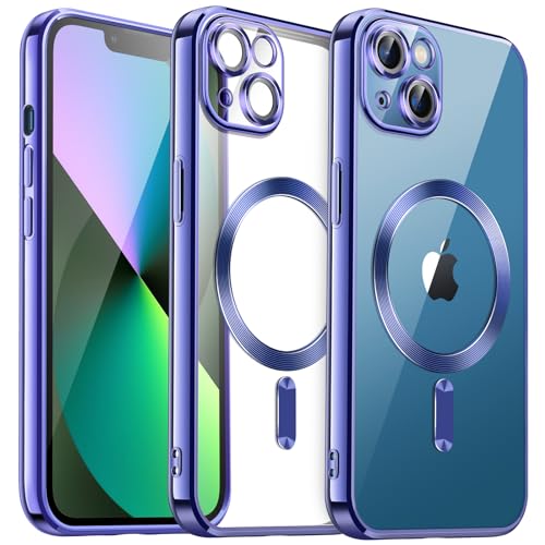 JETech Weiche Klar Hülle für iPhone 13 6,1 Zoll, Kameraschutz Vollständiger, Kompatibel mit MagSafe Kabellosem Laden, Stoßfest Elektroplattiert TPU Handyhülle (Blau Violett) von JETech