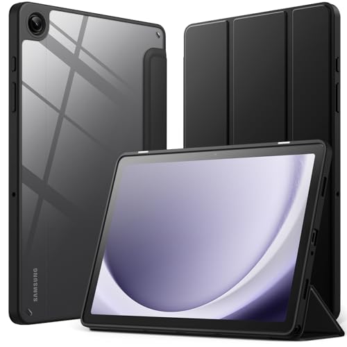JETech Hülle für Samsung Galaxy Tab A9+ / A9 Plus 11 Zoll 2023, Klar Transparente Harte PC-Rückseite, Tri-Fold Ständer Dünn Tablet Schutzhülle, Auto Wachen/Schlafen (Schwarz) von JETech