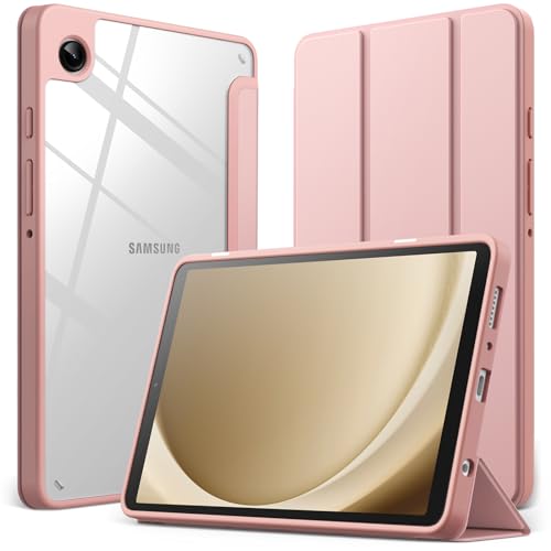 JETech Hülle für Samsung Galaxy Tab A9 8,7 Zoll 2023, Klar Transparente Harte PC-Rückseite, Tri-Fold Ständer Dünn Tablet Schutzhülle (Roségold) von JETech