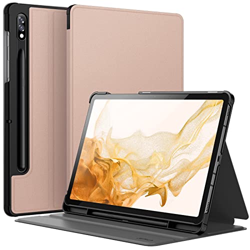 JETech Hülle für Samsung Galaxy Tab S8 2022/S7 2020 11 Zoll mit S Pen Halter, Schlank Folio Ständer Tablet Schutzhülle, Multi-Winkel Ansehen (Roségold) von JETech