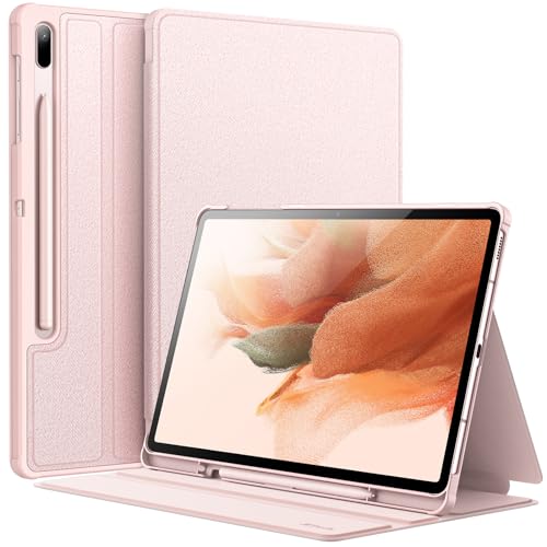 JETech Hülle für Samsung Galaxy Tab S8 Plus 2022 / S7 FE 2021 / S7 Plus 2020 12,4 Zoll mit S Pen Halter, Schlank Folio Ständer Tablet Schutzhülle, Multi-Winkel Ansehen (Pink Gold) von JETech