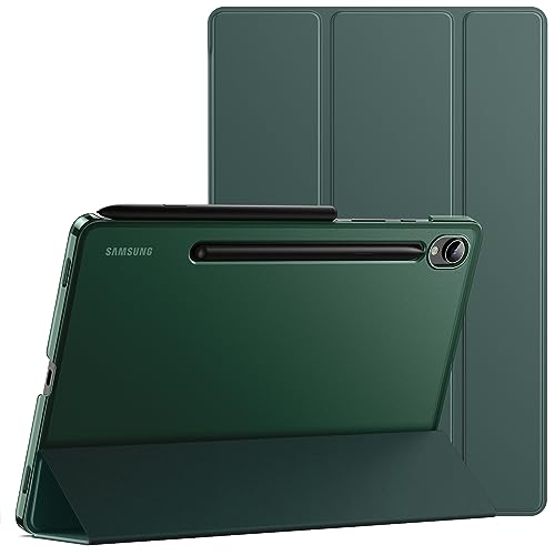 JETech Hülle für Samsung Galaxy Tab S9 11 Zoll, Transluzente Rückseite TPU DREI-Falt Ständer Schützend Tablet Schutzhülle, Unterstützung S Pen Aufladung, Auto Wachen/Schlafen (Nachtgrün) von JETech