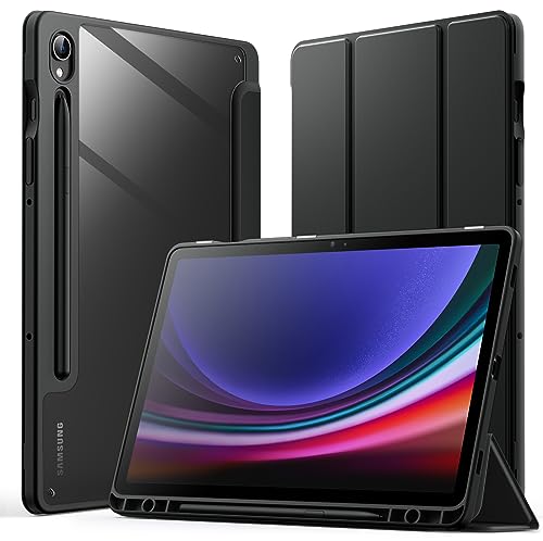 JETech Hülle für Samsung Galaxy Tab S9 11 Zoll mit S Pen Halter, Klar Transparente PC-Rückseite, Stoßfestes DREI-Falt Ständer Tablet Schutzhülle, Auto Wachen/Schlafen (Graphite Schwarz) von JETech