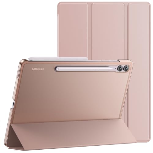 JETech Hülle für Samsung Galaxy Tab S9 FE+ / S9 FE Plus 12,4 Zoll, Dünn Transluzent Rückseite Tri-Fold Folio Ständer Tablet Schutzhülle, Unterstützung S Pen Aufladung (Roségold) von JETech