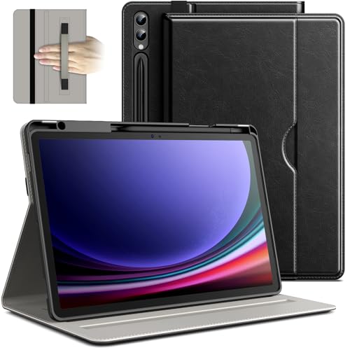 JETech Hülle für Samsung Galaxy Tab S9 Plus 12,4 Zoll mit S Pen Halter, PU-Leder Geschäft Folio Ständer Schützende Tablet Abdeckung, Auto Wachen/Schlafen, Multi-Winkel Ansehen (Graphite Schwarz) von JETech