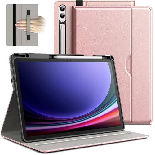 JETech Hülle für Samsung Galaxy Tab S9 Plus 12,4 Zoll mit S Pen Halter, PU-Leder Geschäft Folio Ständer Schützende Tablet Abdeckung, Auto Wachen/Schlafen, Multi-Winkel Ansehen (Roségold) von JETech