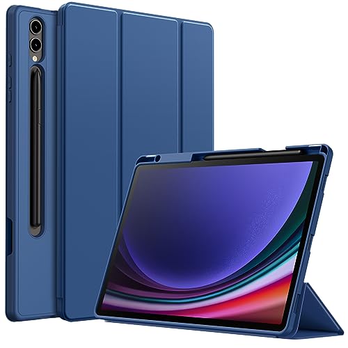 JETech Hülle für Samsung Galaxy Tab S9 Plus 12,4 Zoll mit S Pen Halterung, Weiche TPU Ständer Schützend Tablet Schutzhülle, Unterstützung S Pen Aufladung, Auto Wachen/Schlafen (Navy) von JETech