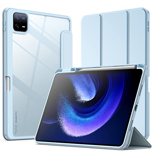 JETech Hülle für Xiaomi Mi Pad 6/Mi Pad 6 Pro (11 Zoll, Modell 2023) mit Stifthalter, Klare Transparente Rückseite Schutzhülle Dünner Ständer Stoßfest Tablet (Hellblau) von JETech