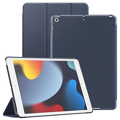 JETech Hülle für iPad 10,2 Zoll (9./8./7. Generation, 2021/2020/2019), Schützende Harte Rückenschale Weiche Berührung Tablet Ständerabdeckung, Auto Wachen/Schlafen (Navy) von JETech