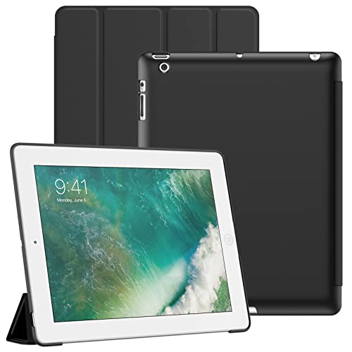 JETech Hülle für iPad 2/3/4, Schützende Harte Rückenschale Weiche Berührung Tablet Ständerabdeckung, Auto Wachen/Schlafen (Schwarz) von JETech