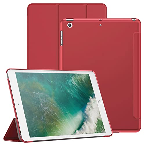 JETech Hülle für iPad 9,7 Zoll (6./5. Generation, 2018/2017), Schützende Harte Rückenschale Weiche Berührung Tablet Ständerabdeckung, Auto Wachen/Schlafen (Rot) von JETech