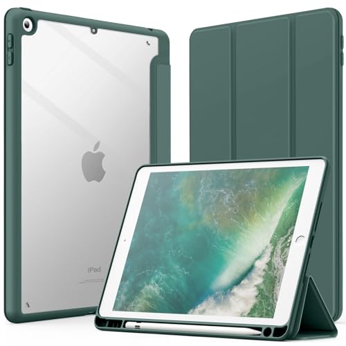 JETech Hülle für iPad 9,7 Zoll (6./5. Generation, 2018/2017) mit Stifthalter, Klare Transparente Rückseitenschale Dünner Ständer Stoßfeste Tablet Schutzhülle (Neblig Blau) von JETech