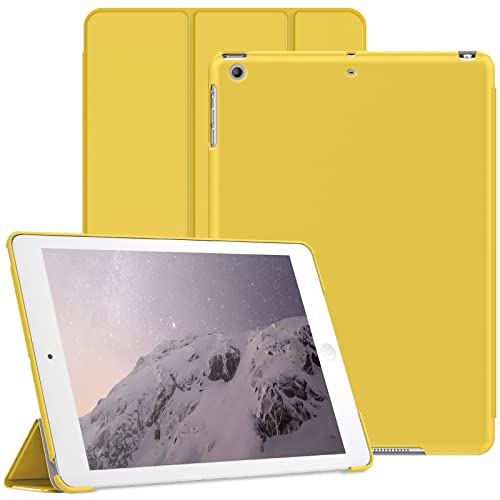 JETech Hülle für iPad Air 1 9,7 Zoll (Modell 2013, 1. Generation), Schützende Harte Rückenschale Weiche Berührung Tablet Ständerabdeckung, Auto Wachen/Schlafen (Gelb) von JETech
