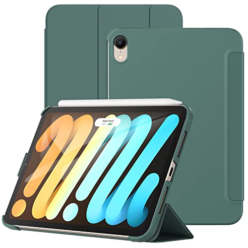 JETech Hülle für iPad Mini 6 (8,3 Zoll Modell 2021), Schützende Harte Rückenschale Weiche Berührung Tablet Ständerabdeckung, Auto Wachen/Schlafen (Neblig Blau) von JETech