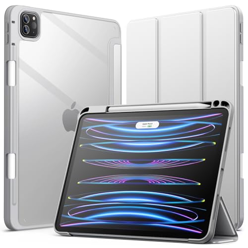 JETech Hülle für iPad Pro 11 Zoll (2022/2021/2020/2018) mit Stifthalter, Klare Transparente Rückseitenschale Dünner Ständer Stoßfeste Tablet Schutzhülle (Silber) von JETech
