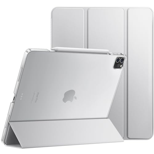 JETech Hülle für iPad Pro 12,9 Zoll (6./5. Generation, Modell 2022/2021), Unterstützung Pencil Aufladung, Abdeckung mit Auto Schlafen/Wachen (Silber) von JETech