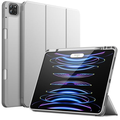 JETech Hülle für iPad Pro 12,9 Zoll (6./5. Generation, Modell 2022/2021) mit Stifthalter, Unterstützung Pencil Aufladung der 2. Gen, Dünne Tablet Schutzhülle mit Weicher TPU Rückseite (Silber) von JETech