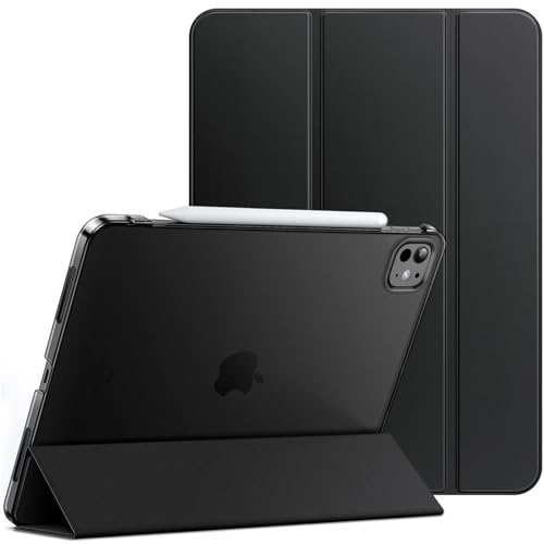 JETech Hülle für iPad Pro 13 Zoll M4 (2024), Dünn Standfuß Hart Rückenschale Smart Abdeckung mit Auto Wachen/Schlafen (Schwarz) von JETech