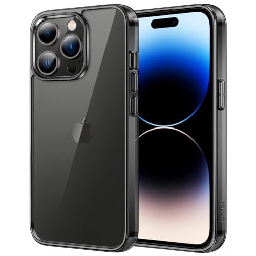 JETech Hülle für iPhone 14 Pro Max 6,7 Zoll, Nie Vergilbung Handyhülle Stoßfest, Schutzhülle Anti-Kratzt Transparent Rückseite (Schwarz) von JETech