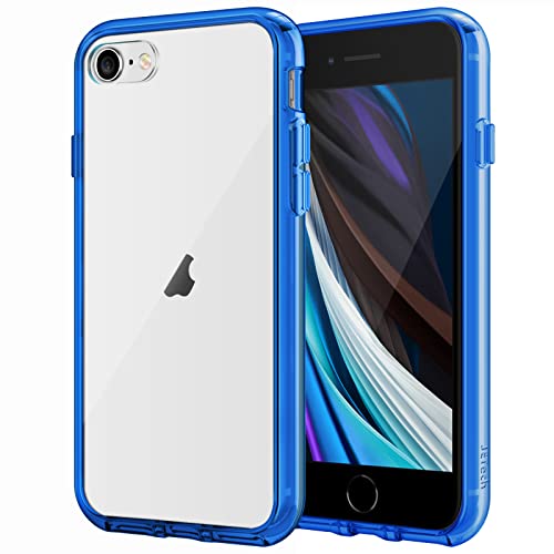 JETech Hülle für iPhone SE 3/2 (Modell 2022/2020), iPhone 8 und iPhone 7, Nie Vergilbung Handyhülle Stoßfest, Schutzhülle Anti-Kratzt Transparent Rückseite (Blau) von JETech