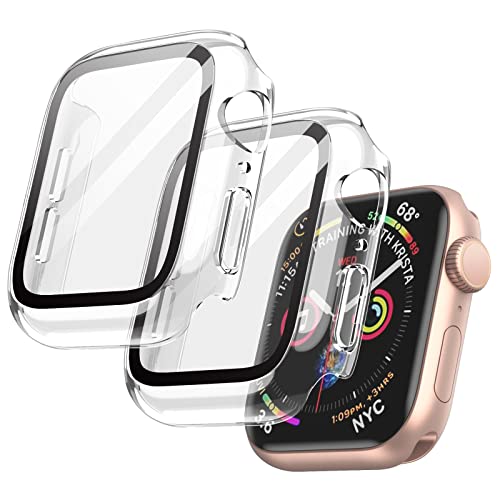 JETech Hülle mit Displayschutz für Apple Watch SE (2022/2020) /Series 6 5 4 40 mm, Gesamt Schutzhülle, Eingebaut Gehärtetes Glas Schutzfolie Hoch Empfindlichkeit, 2 Stück (Durchsichtig) von JETech