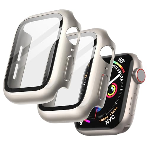 JETech Hülle mit Displayschutz für Apple Watch SE (2022/2020) /Series 6 5 4 40 mm, Gesamt Schutzhülle, Eingebaut Gehärtetes Glas Schutzfolie Hoch Empfindlichkeit, 2 Stück (Polarstern) von JETech