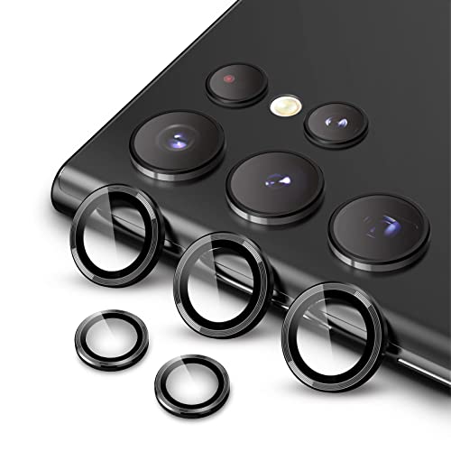 JETech Kameraschutz für Samsung Galaxy S22 Ultra 5G 6,8 Zoll, 9H Panzer Schutz Glas Folie Individuelle Ringabdeckung aus Metall, HD Klar, 1 Set (Phantom Black) von JETech