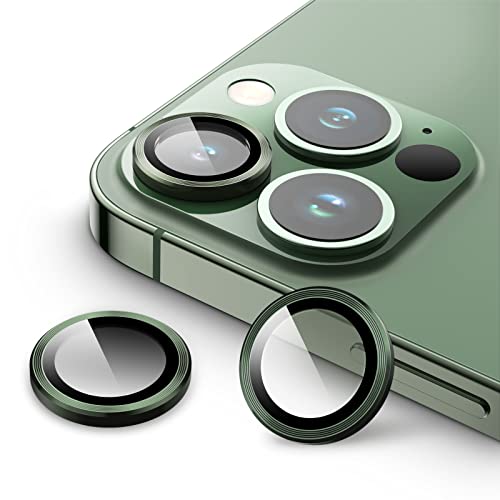 JETech Kameraschutz für iPhone 13 Pro 6,1 Zoll und iPhone 13 Pro Max 6,7 Zoll, 9H Panzer Schutz Glas Folie Individuelle Ringabdeckung aus Metall, HD Klar, 1 Set (Alpingrün) von JETech