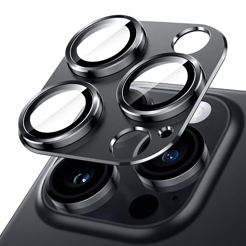 JETech Kameraschutz für iPhone 14 Pro 6,1 Zoll und iPhone 14 Pro Max 6,7 Zoll, Vollabdeckung 9H Gehärtetes Glas Ringabdeckung, Matte Metallplatte, 1 Stück (Space Schwarz) von JETech